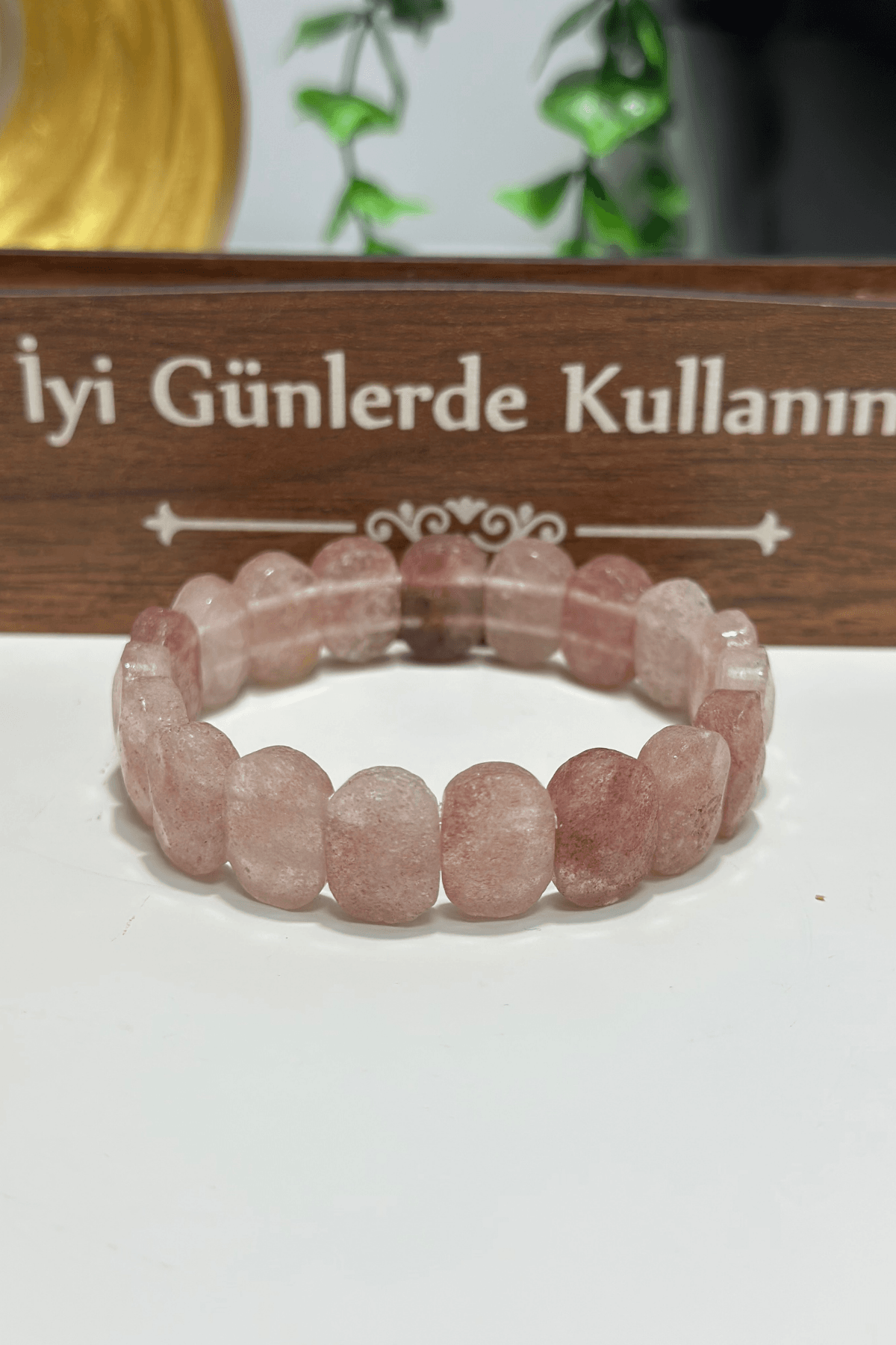 Rolex Serisi Doğal Kuvars Taşı Bileklik – Gül Kurusu