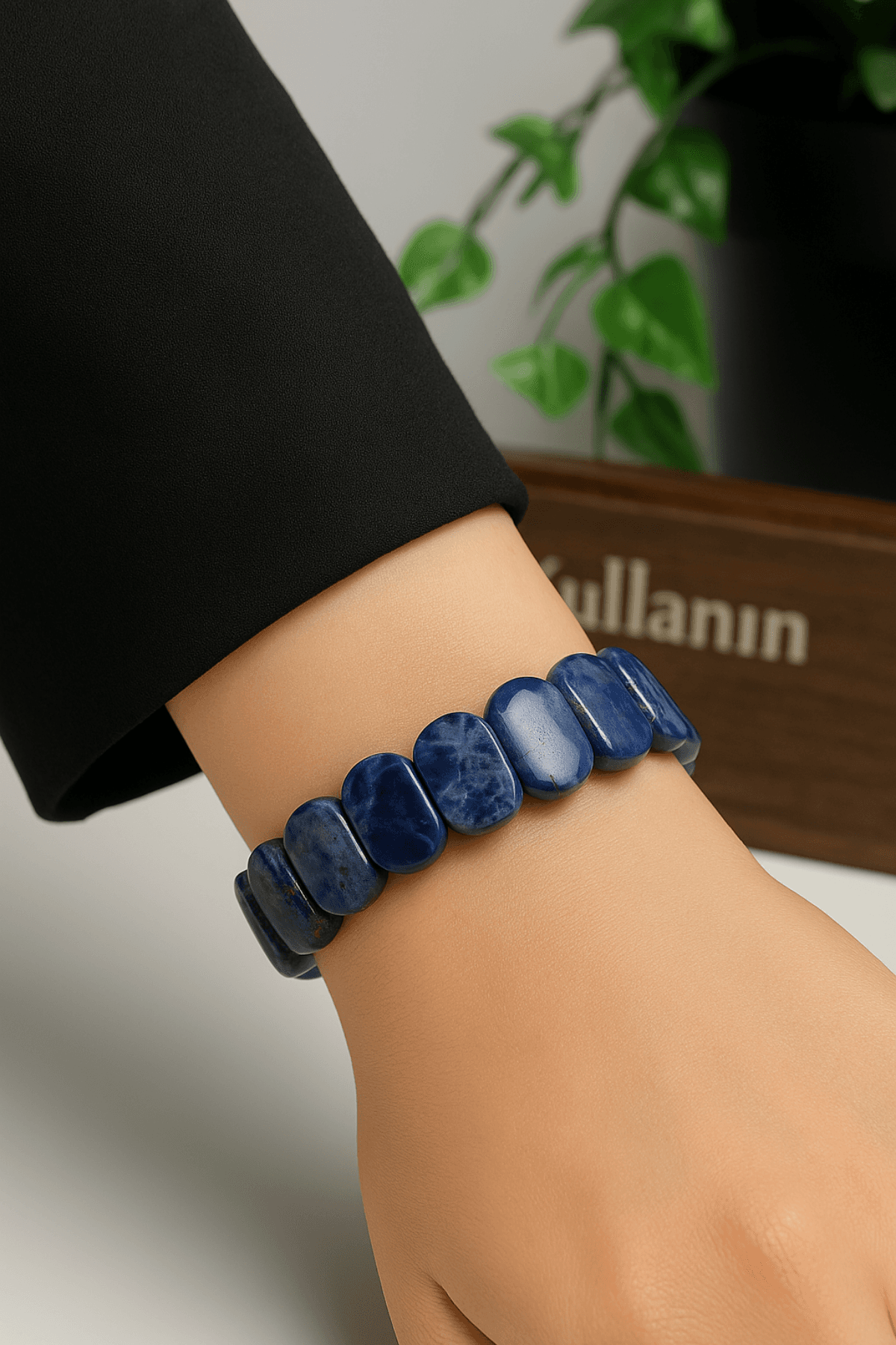Rolex Serisi Doğal Sodalit Taşı Bileklik - Gökyüzü Derinliği
