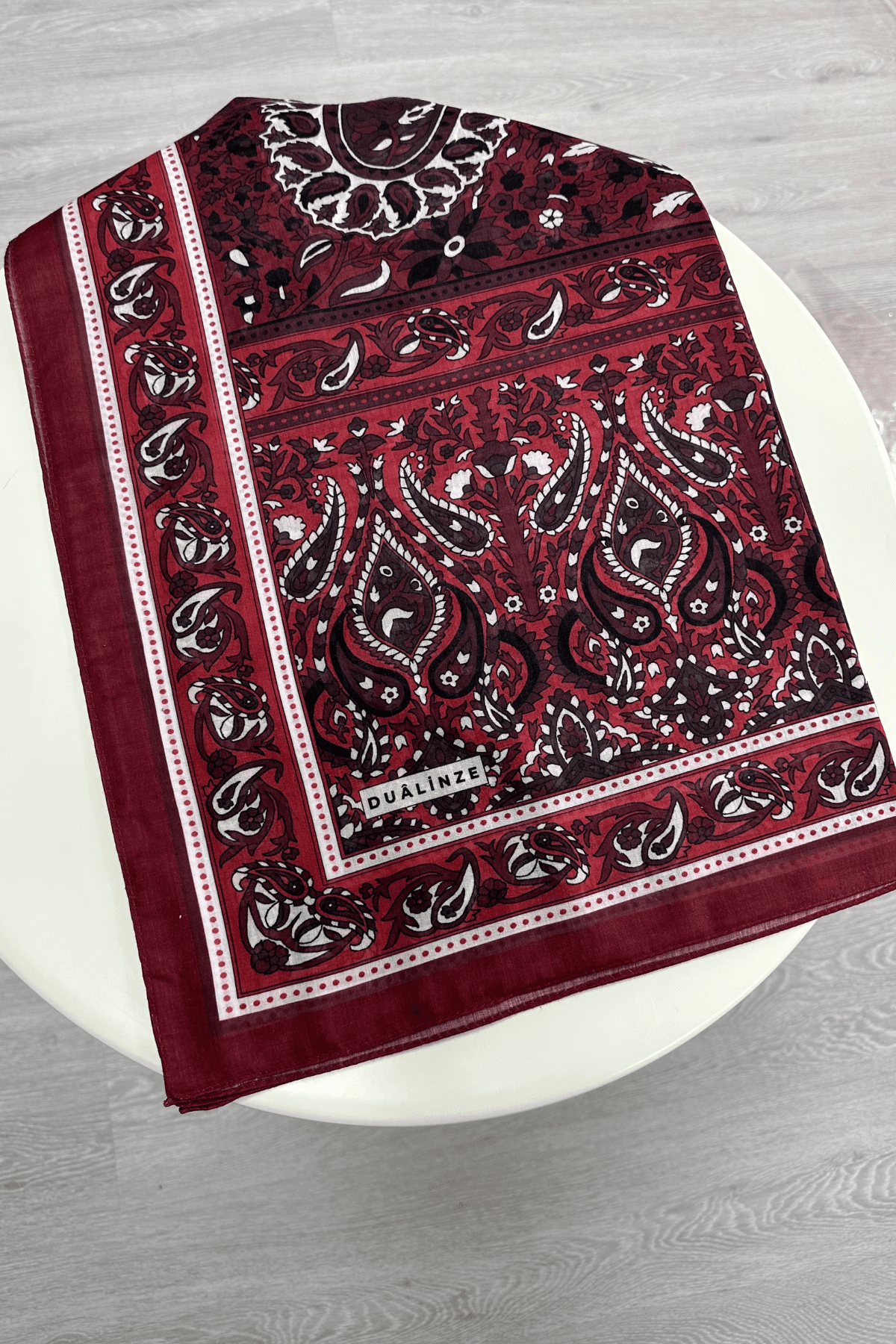 75x210 Etnik Desenli Pamuklu Şal - Harmoni Vişne