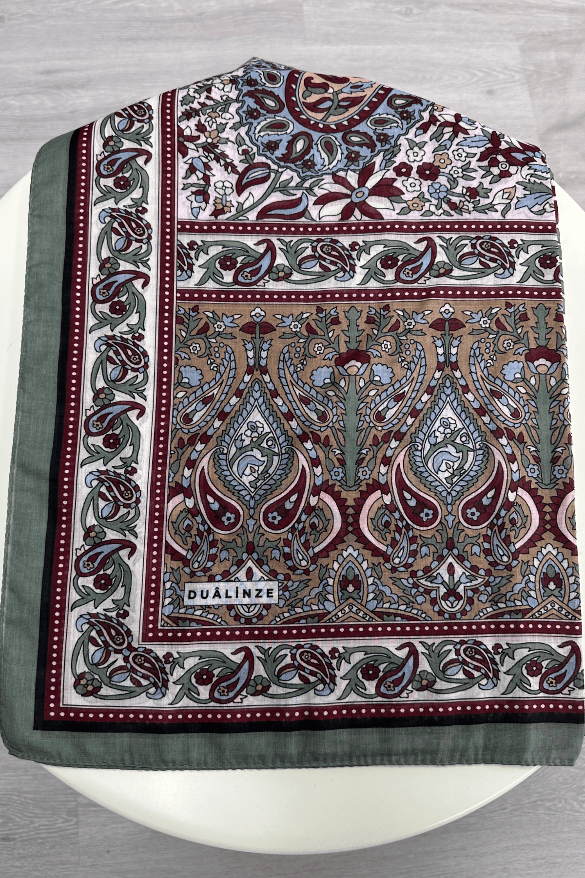 75x210 Etnik Desenli Pamuklu Şal - Harmoni Mint Vişne