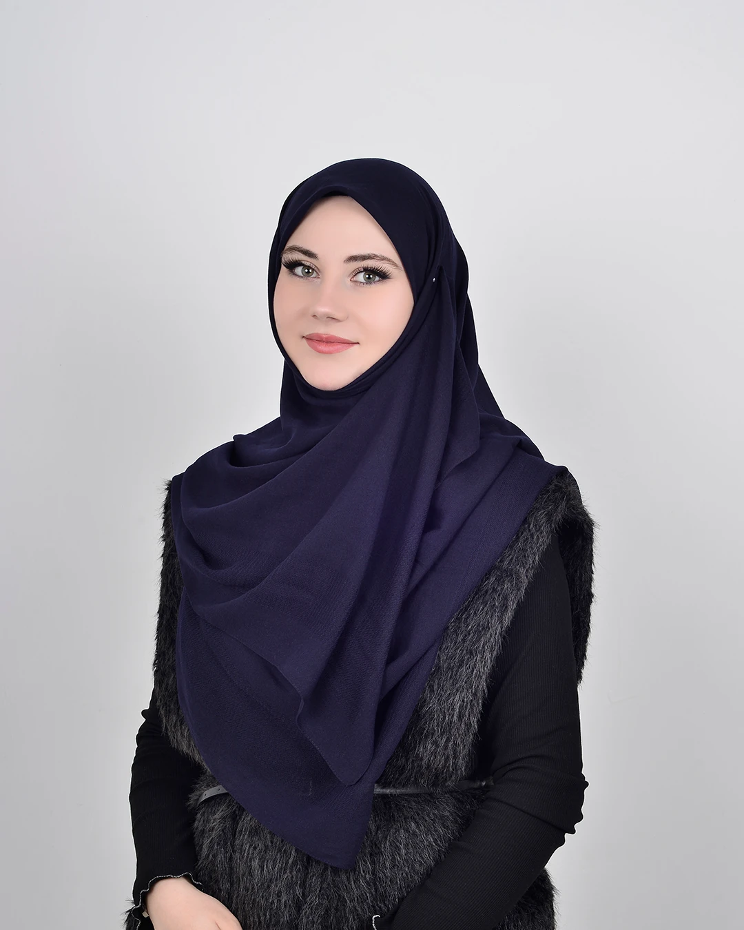 120x120 Büyük Boy Eşarp – Düz Renk Pamuklu - Duru Lacivert