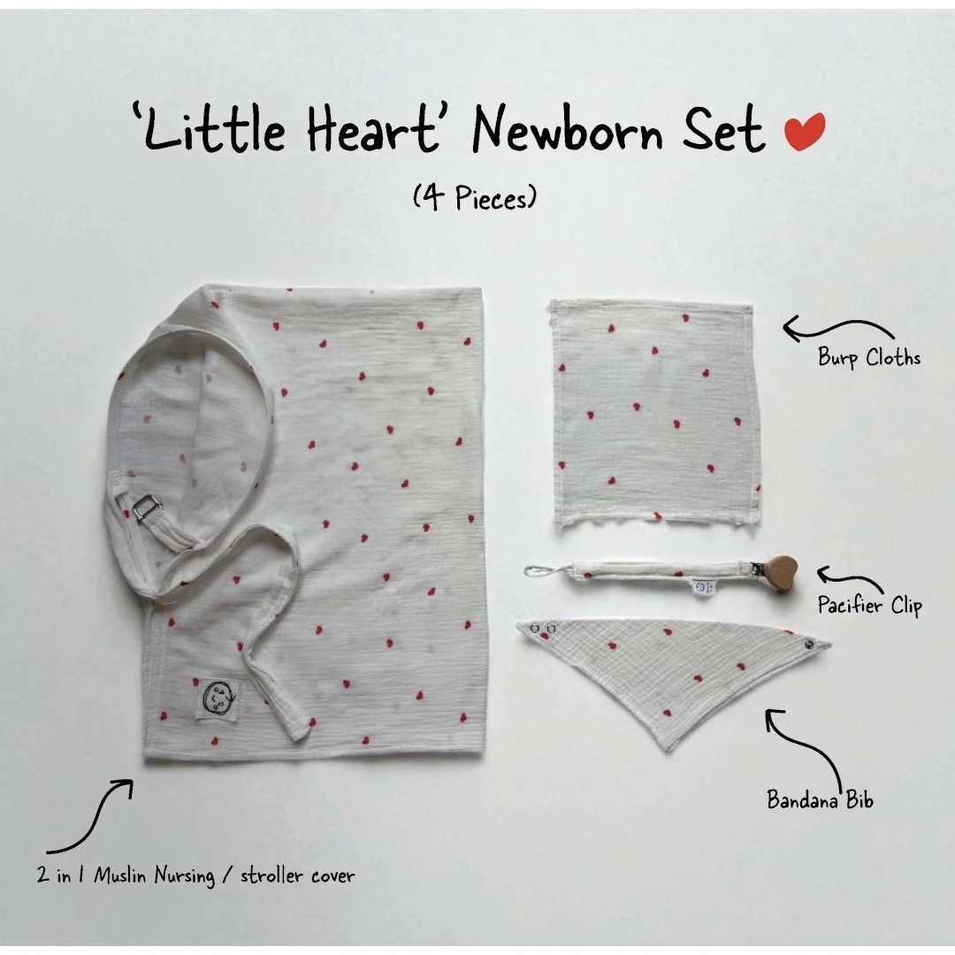 Minik Kalp Müslin 4’lü Bebek Seti 