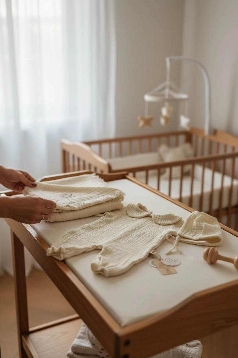 4 Kat Müslin Kumaş Bebe Yaka Detaylı  Yeni Doğan Tulum Bonet Şapka & Battaniye Seti