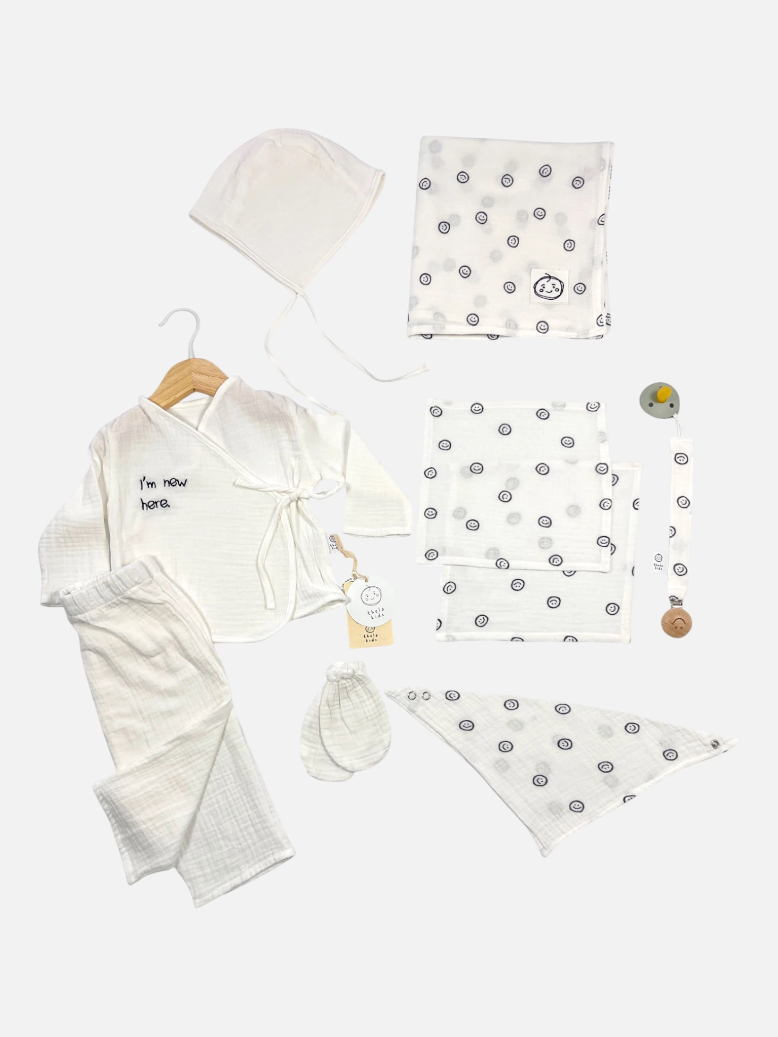 Smile Print Müslin Newborn Set – 7 Parça - Smile Print Muslin Newborn Set – 7 Pieces