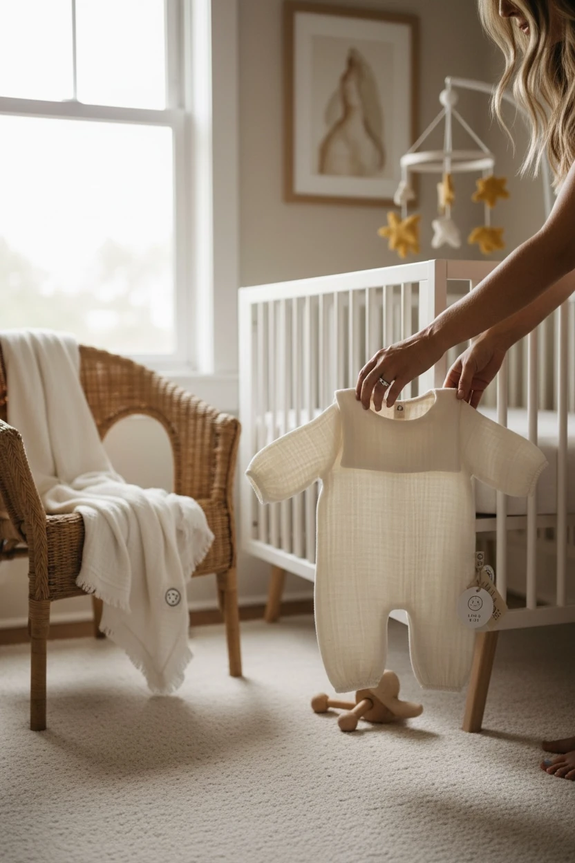 Müslin Kare Yaka Tulum &Boyner Şapka & Battaniye Yenidoğan Seti