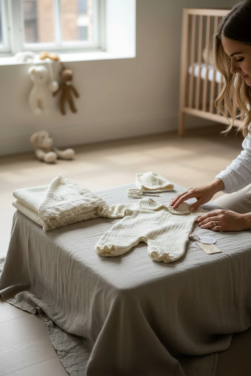 4 Kat Müslin Kumaş Bebe Yaka Detaylı  Yeni Doğan Tulum Bonet Şapka & Battaniye Seti