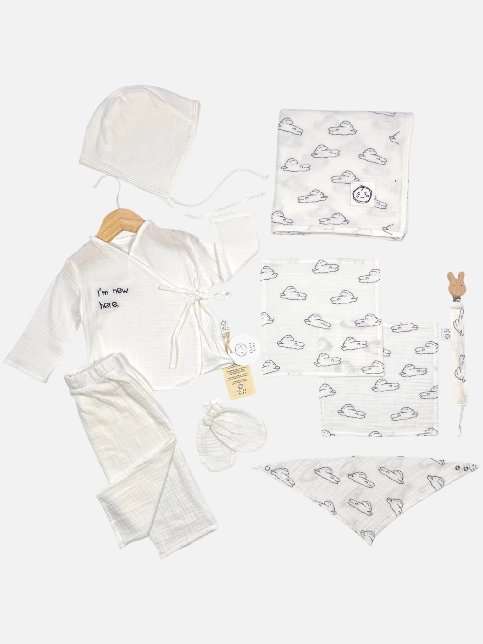 Puppy Clouds Print Müslin Newborn Set – 7 Parça