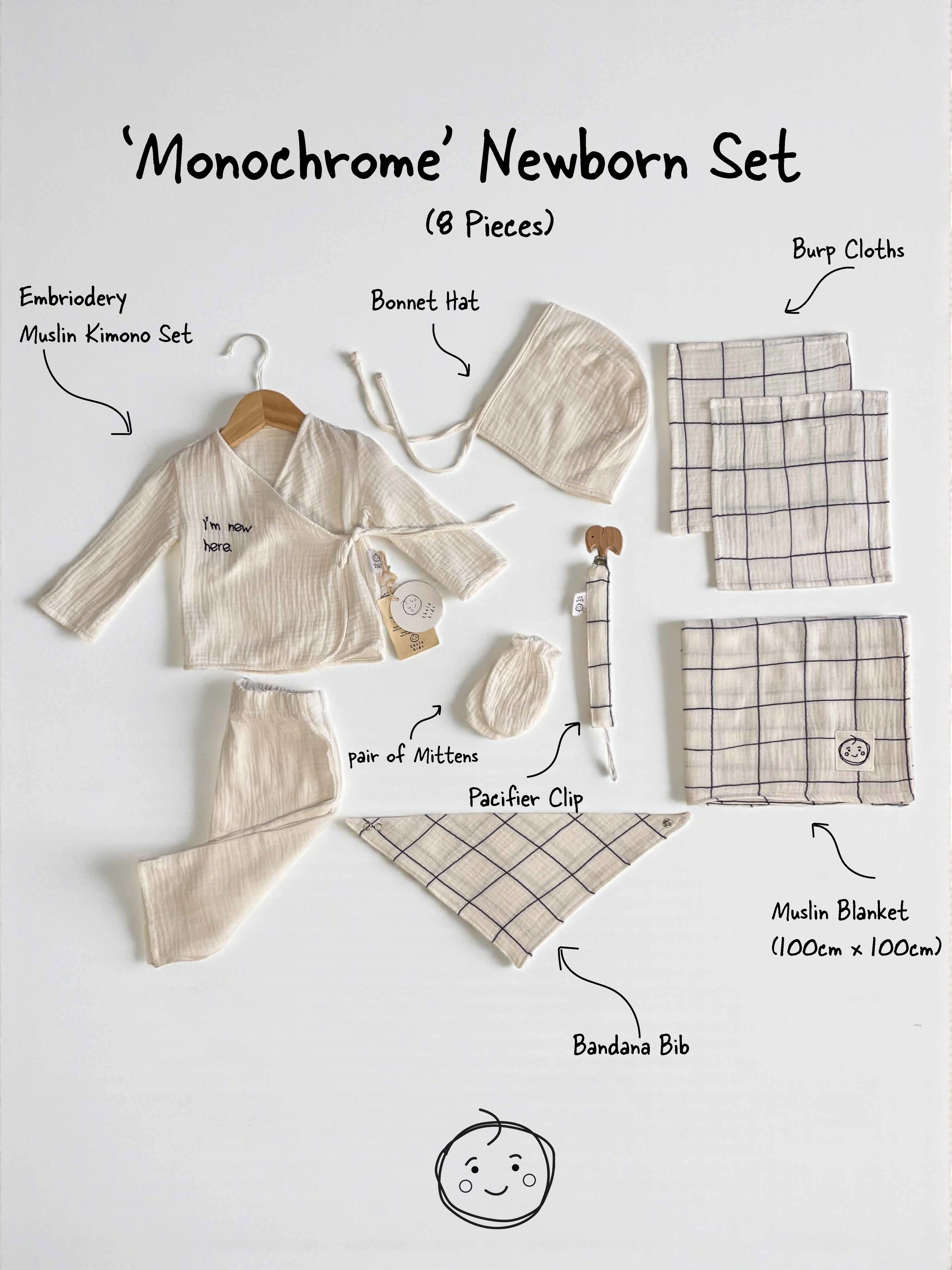 Monochrome Müslin Yenidoğan Seti  (7 Parça)  