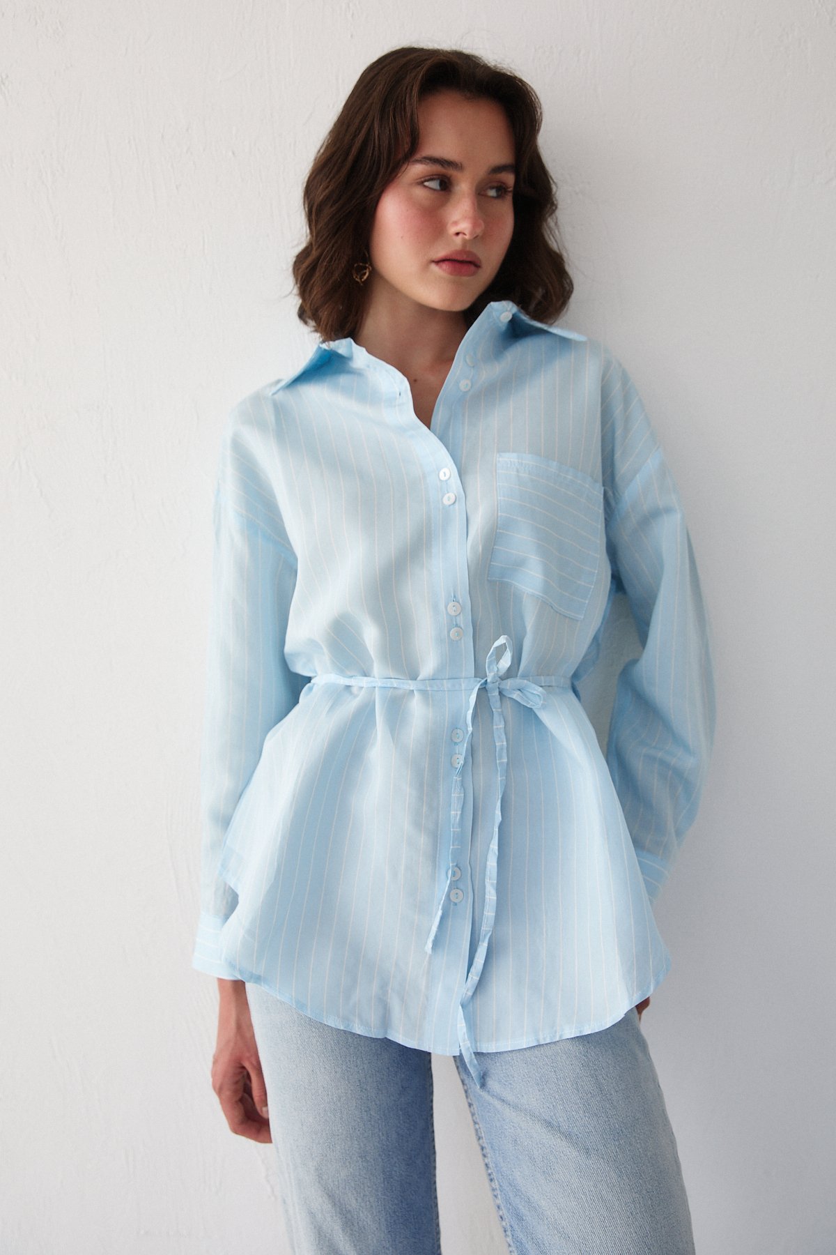 Çizgili Poplin Gömlek 3-3343