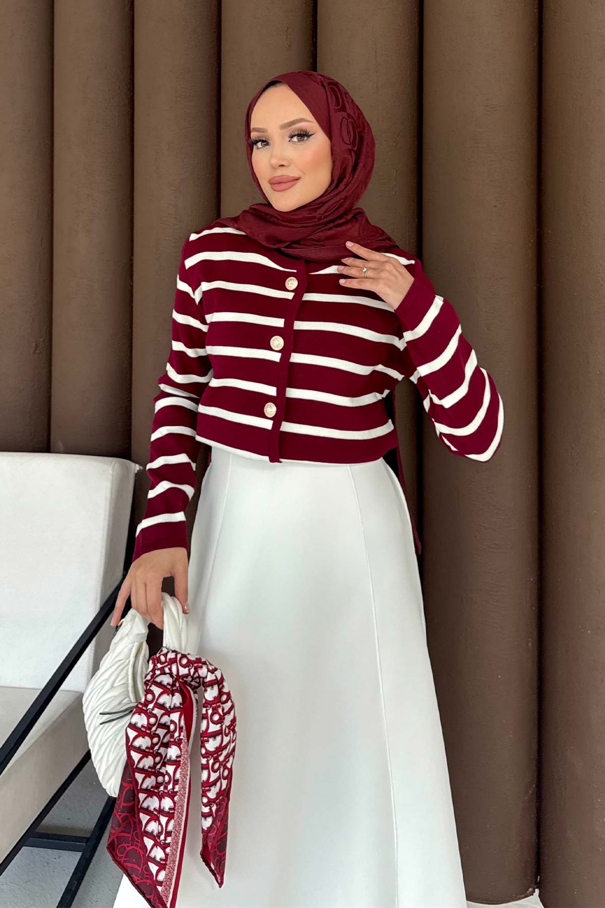 Çizgili Triko Hırka 70-2419