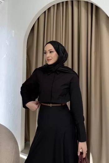 Kemerli Poplin Elbise 3-0044