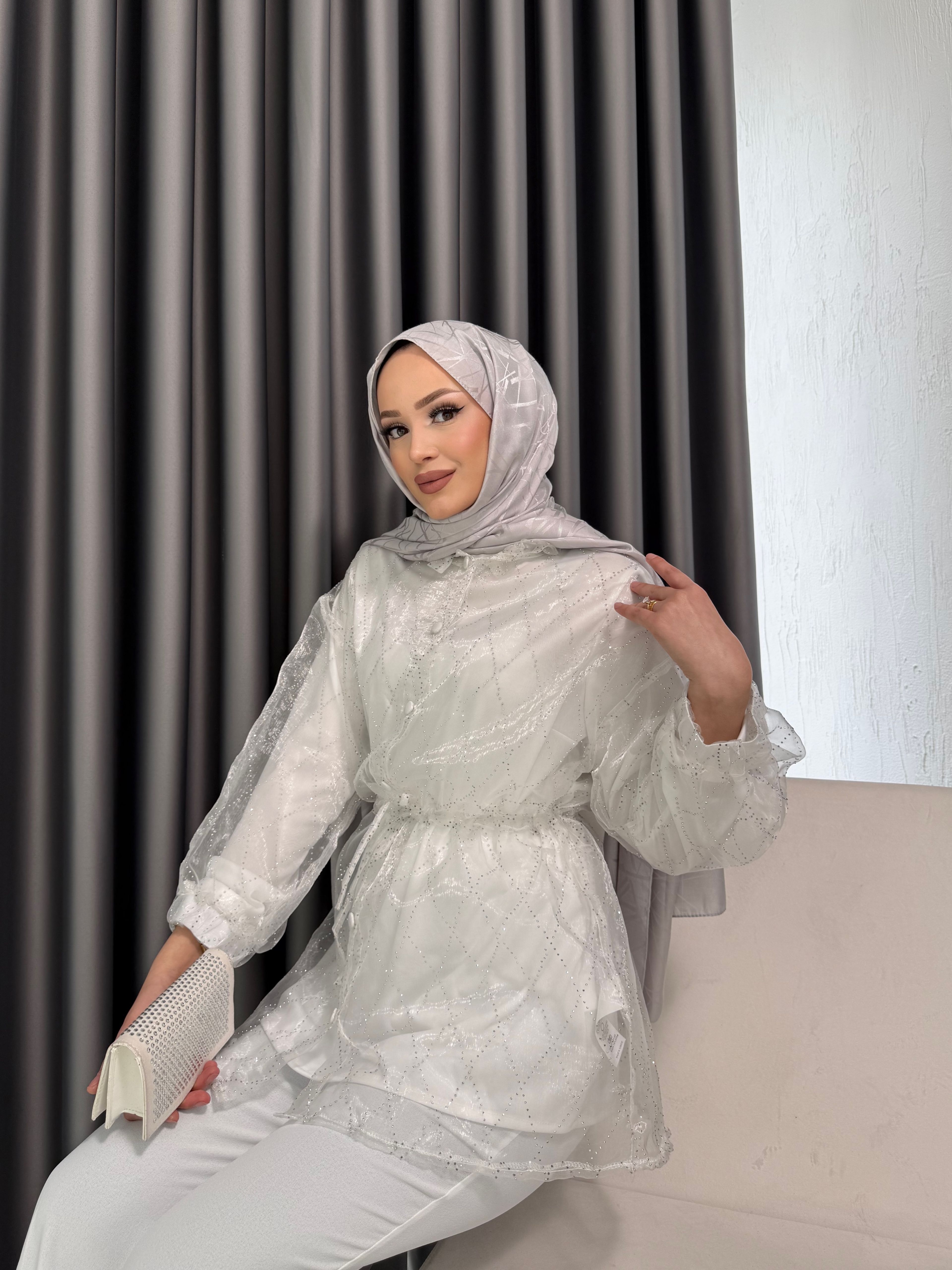 Organze Taşlı 2'li Kap 32-3508