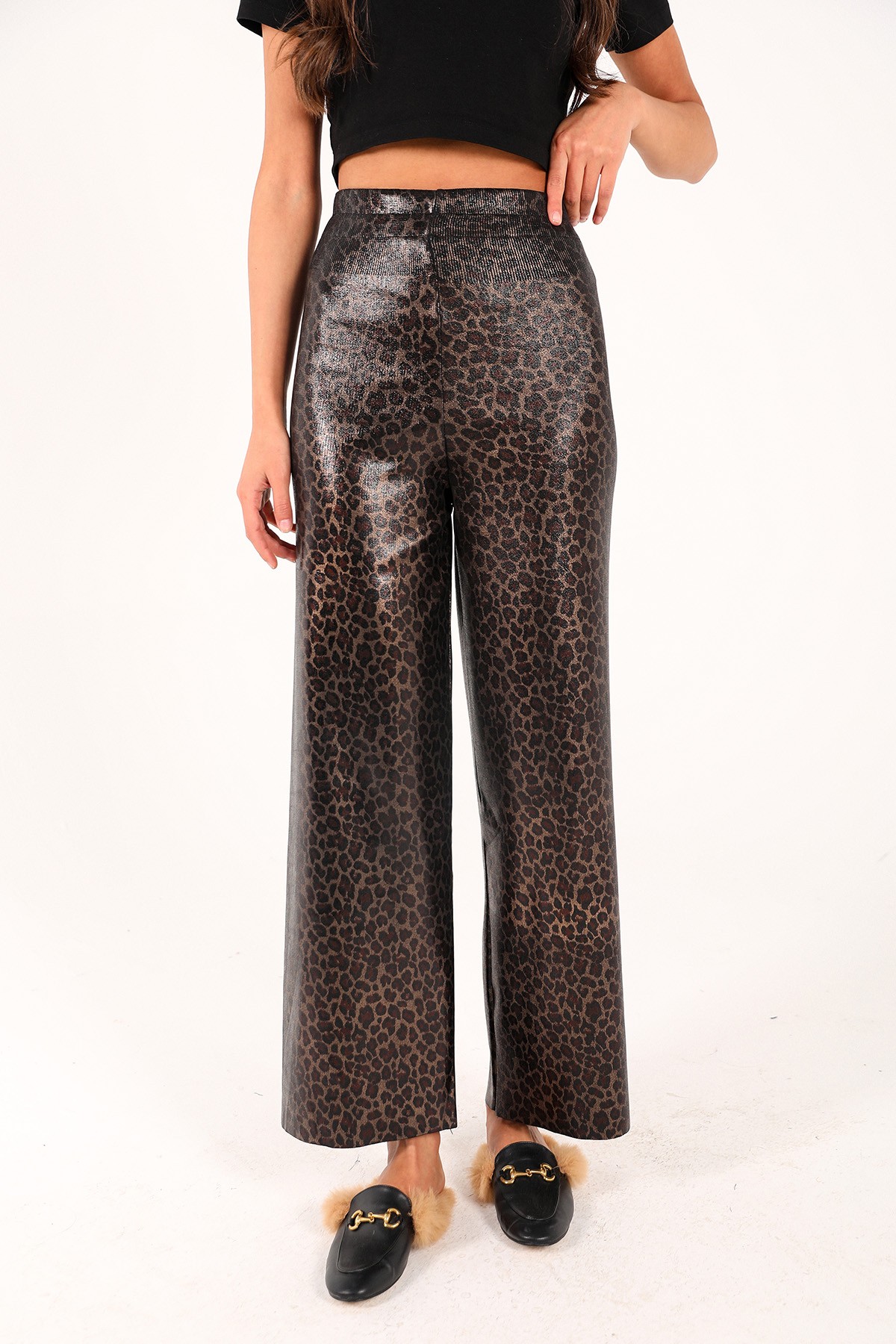 Leopar Varaklı Pantolon 32-7024-2