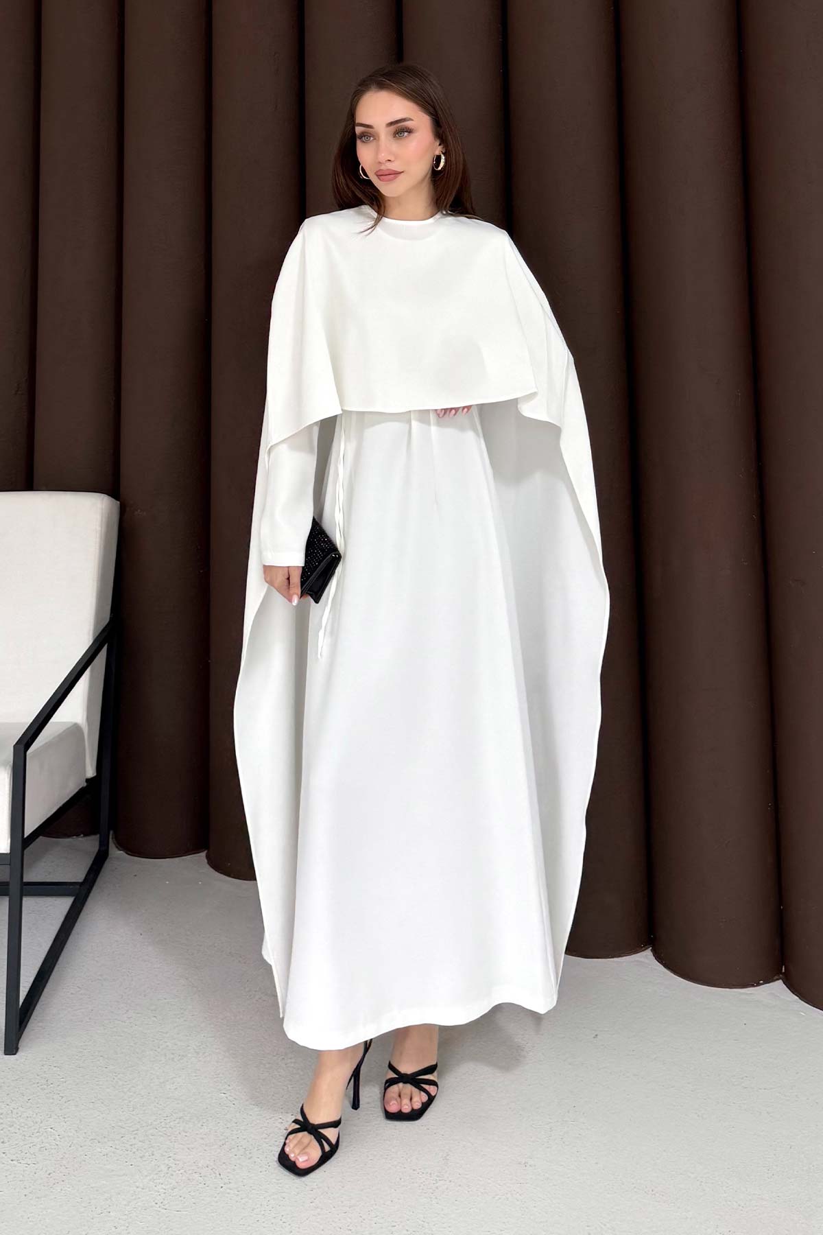 Pelerinli Elbise 3-3392