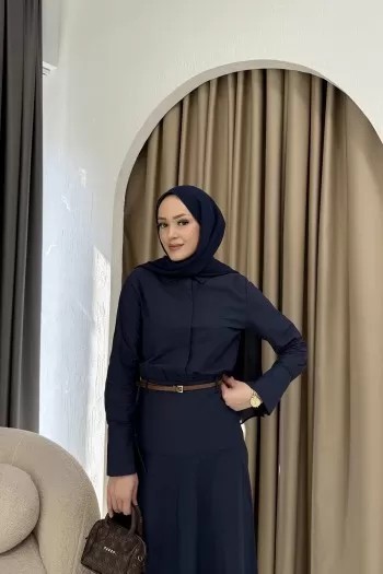 Kemerli Poplin Elbise 3-0044