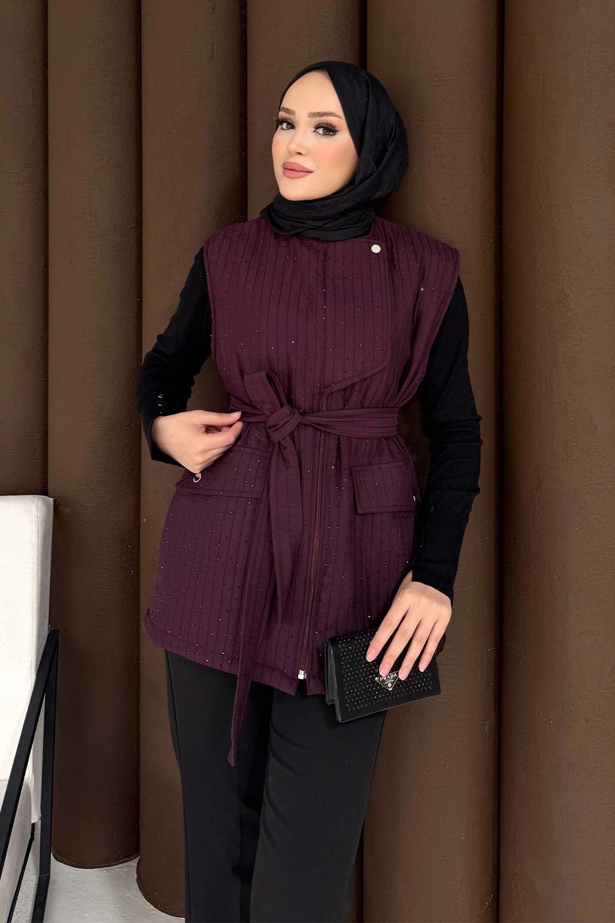 Taşlı Kapitone Yelek 32-3732