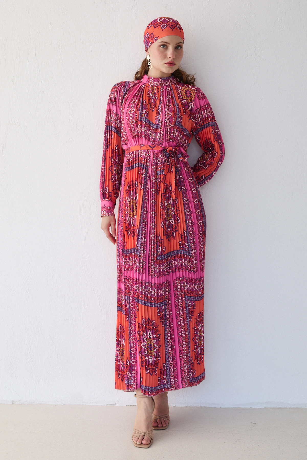 Desenli Pilisole Elbise 32-2366