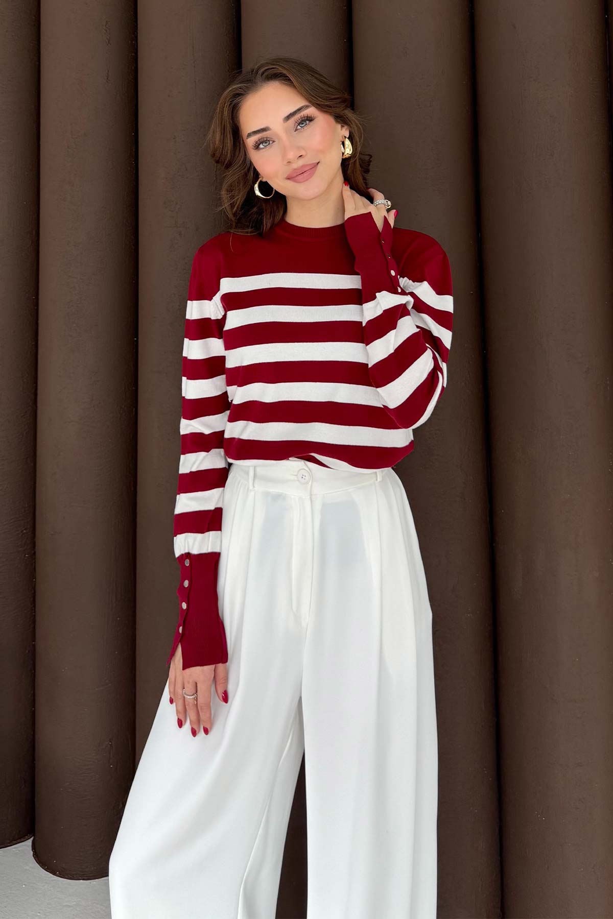 Çizgili Kısa Triko Tunik 70-2472