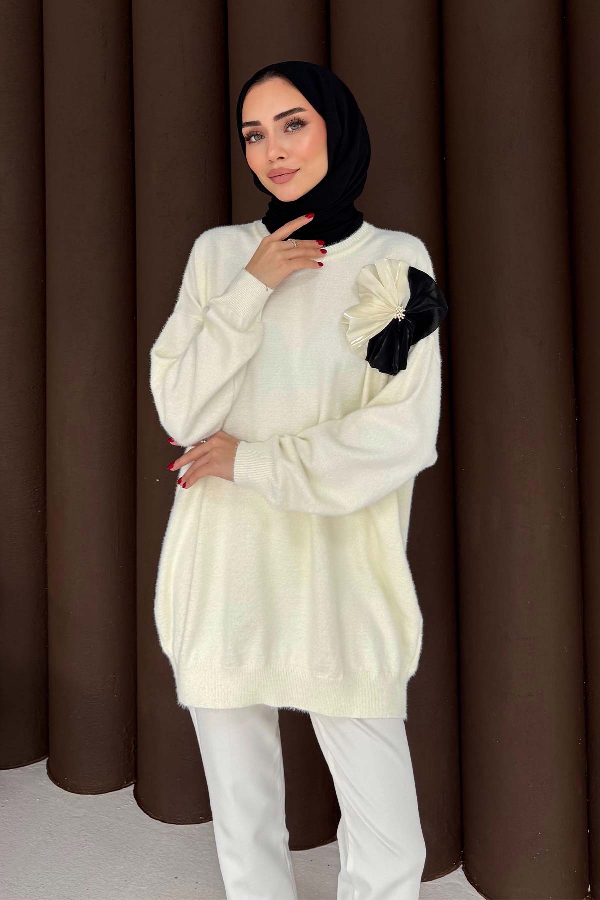 Broşlu Triko Tunik 70-2478