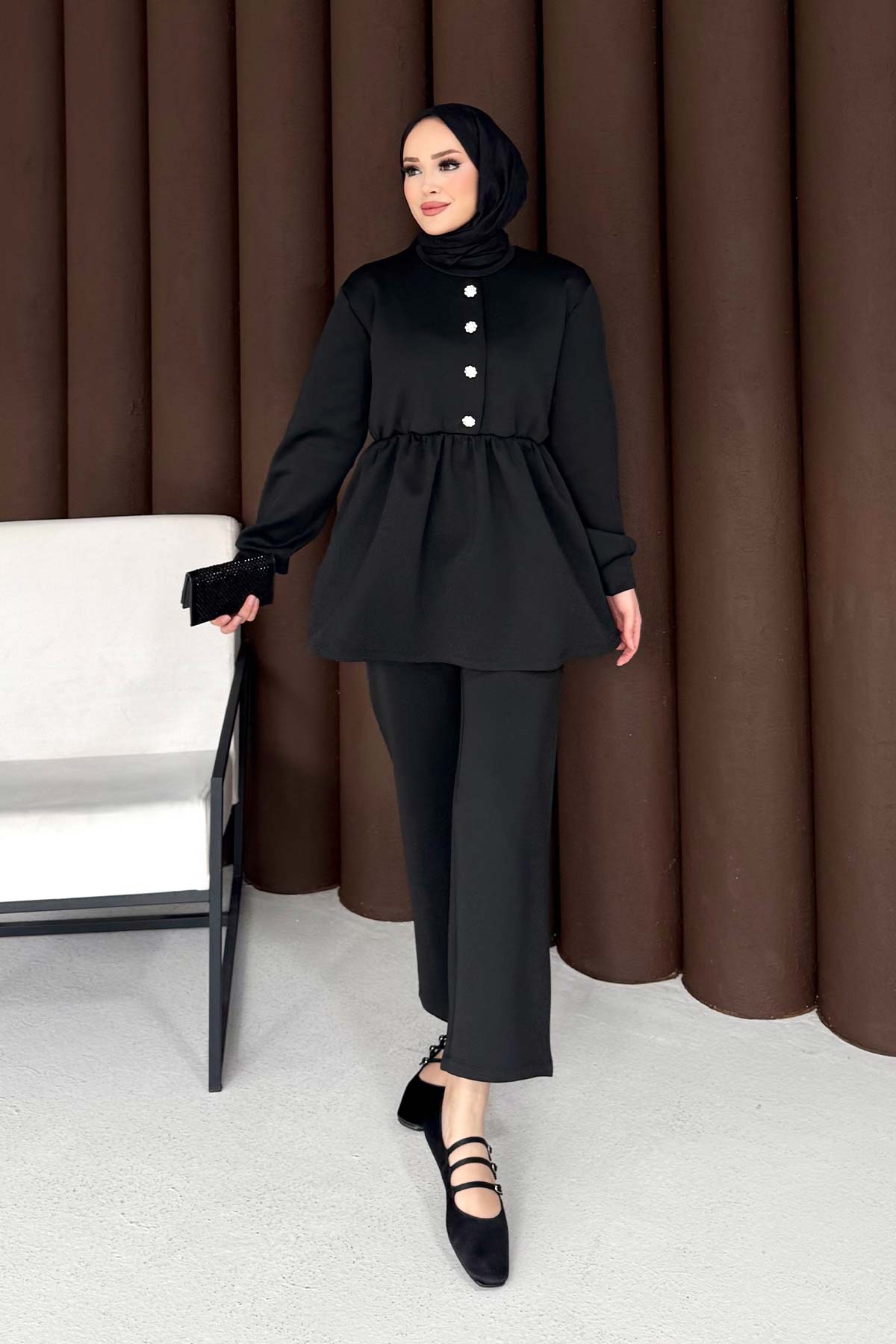 Taşlı Düğmeli Scuba Takım 76-5505