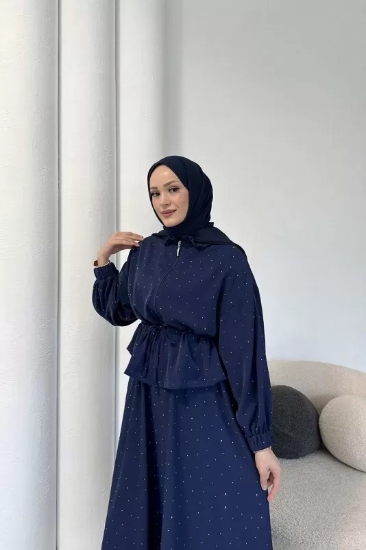 Taşlı Dubai Etekli Takım 32-3535