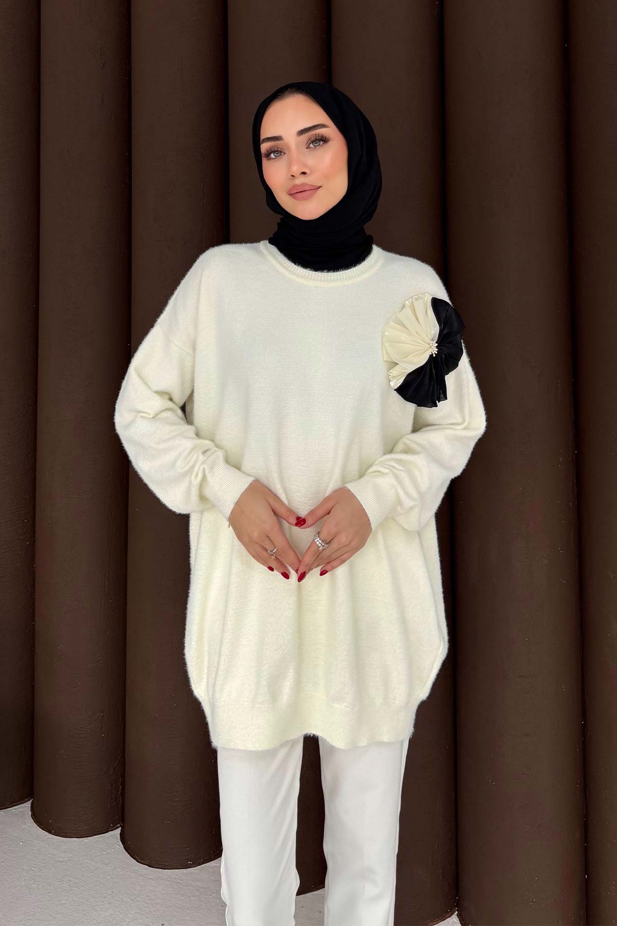 Broşlu Triko Tunik 70-2478