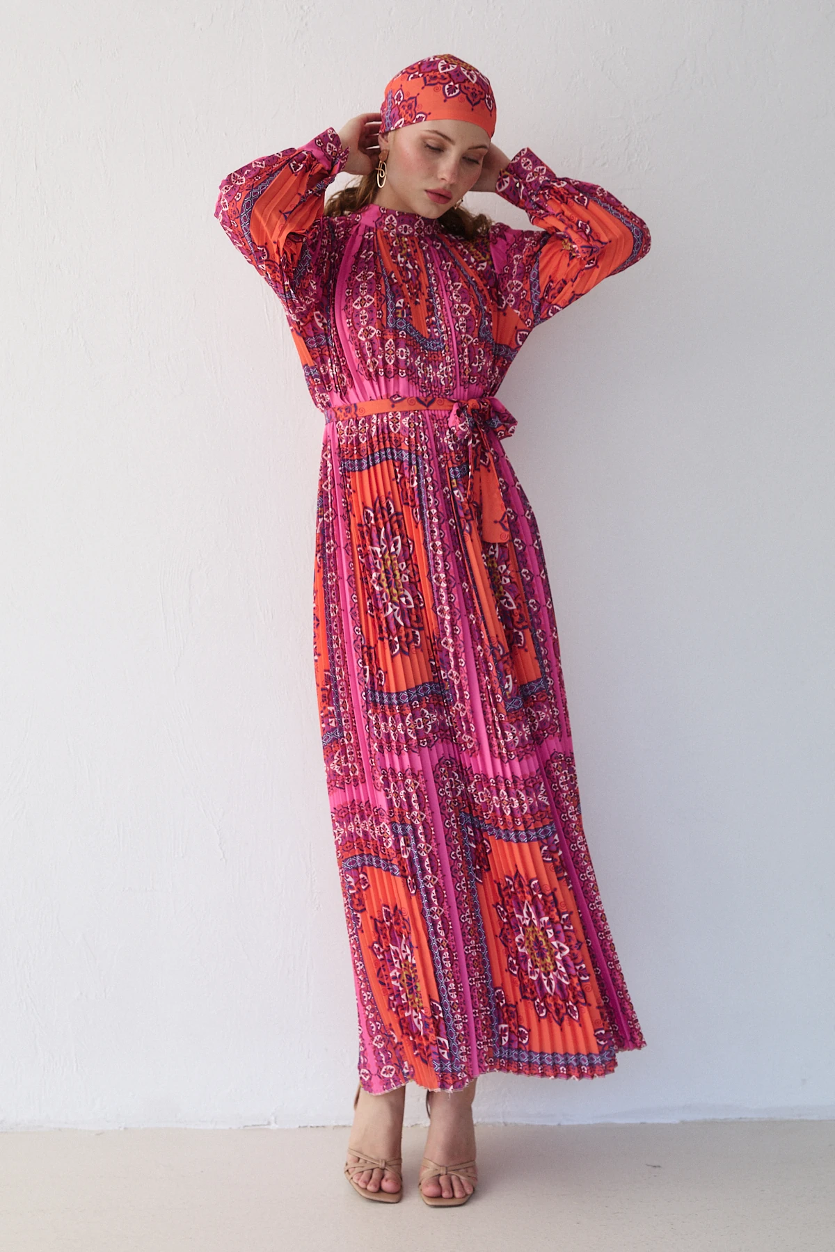 Desenli Pilisole Elbise 32-2366