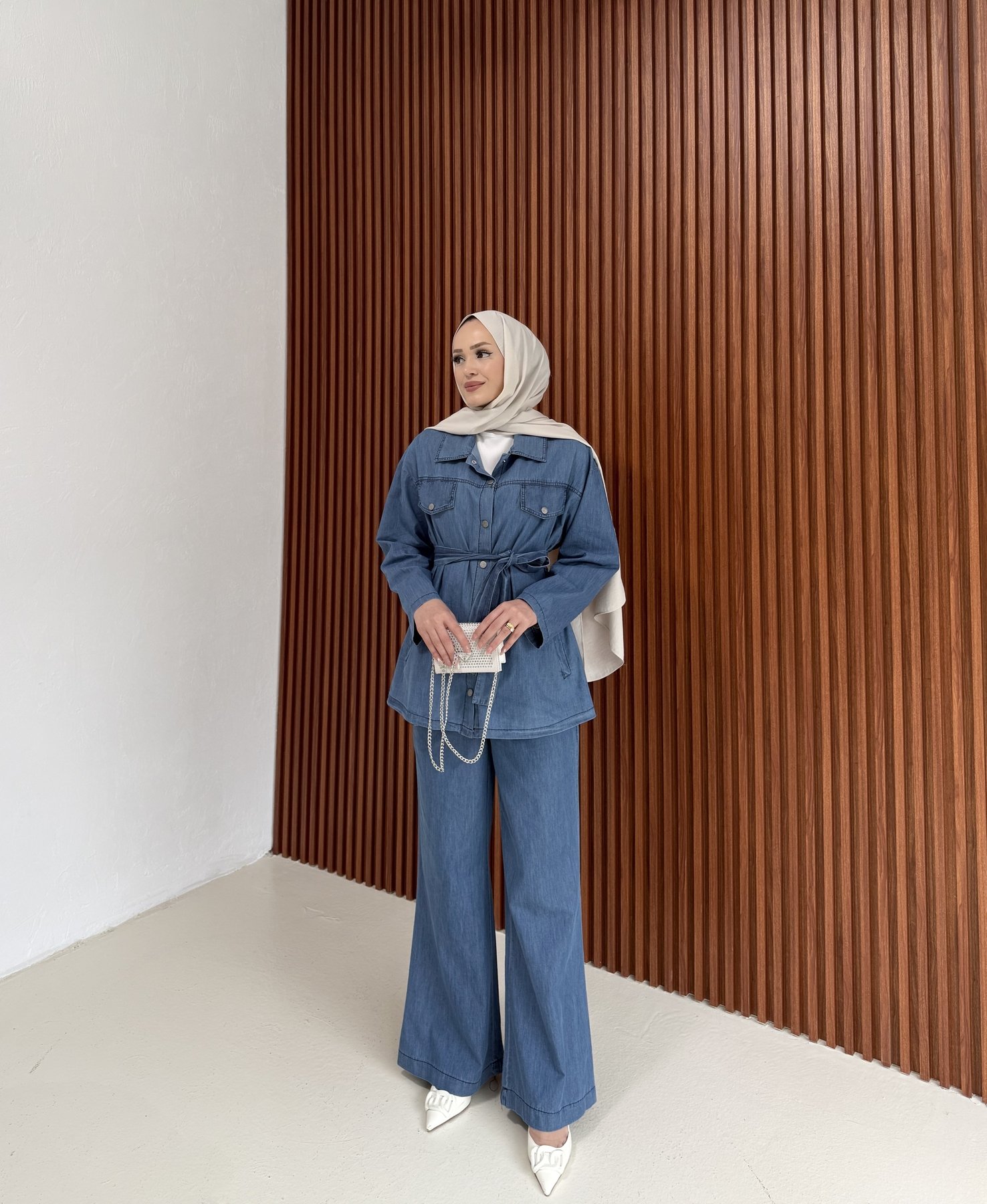 Çıtçıtlı Denim Takım 12-8603