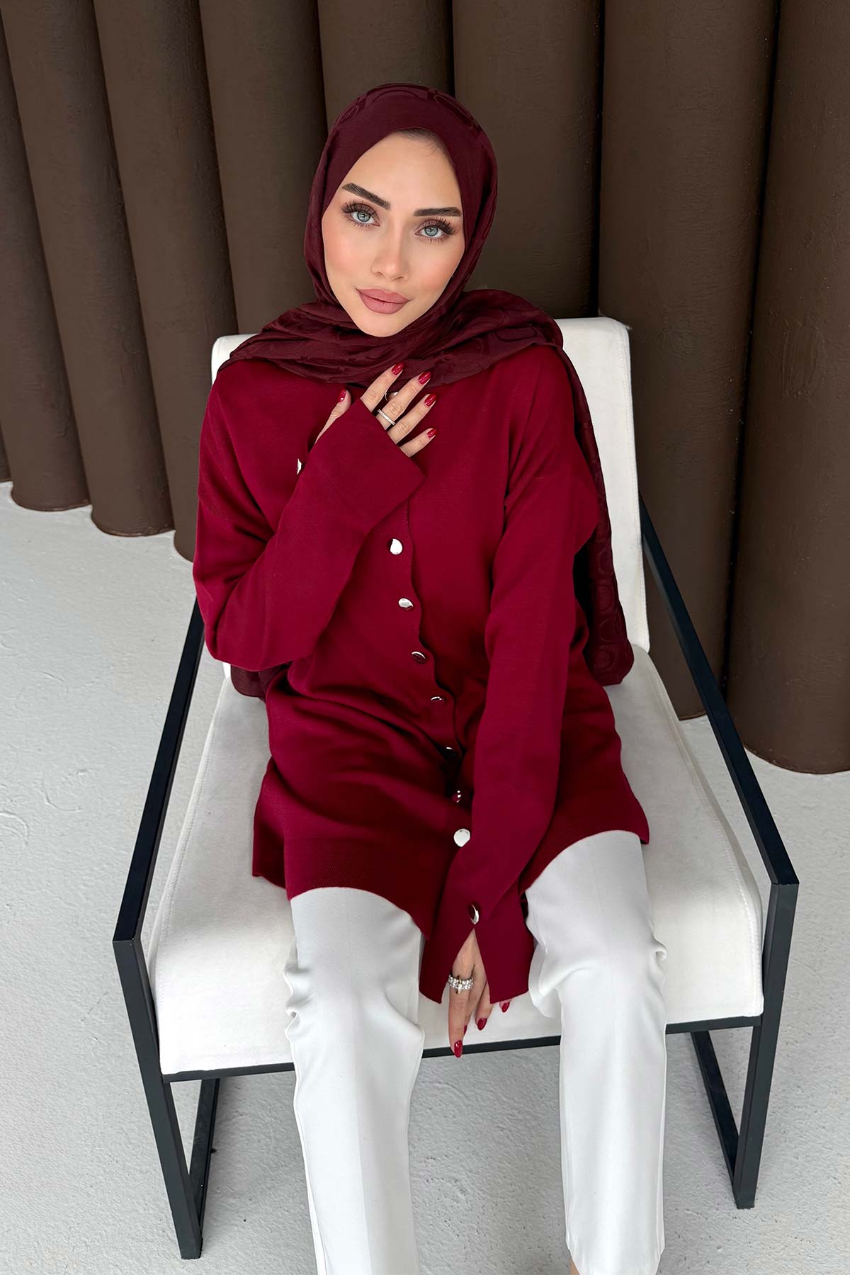 Düğmeli Triko Hırka 70-2437