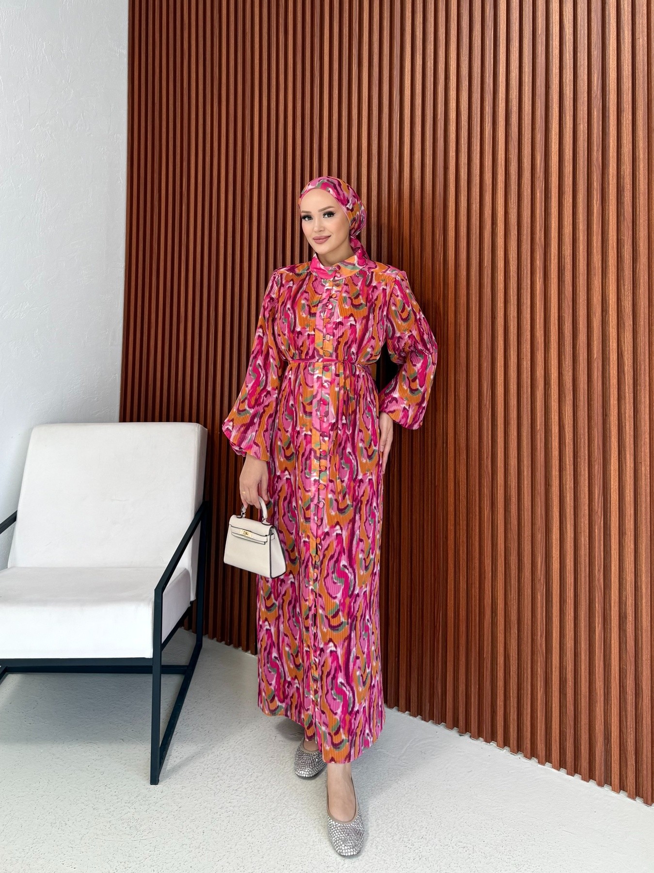 Şallı Pilise Elbise 32-2380