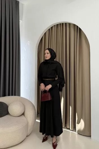 Kemerli Poplin Elbise 3-0044