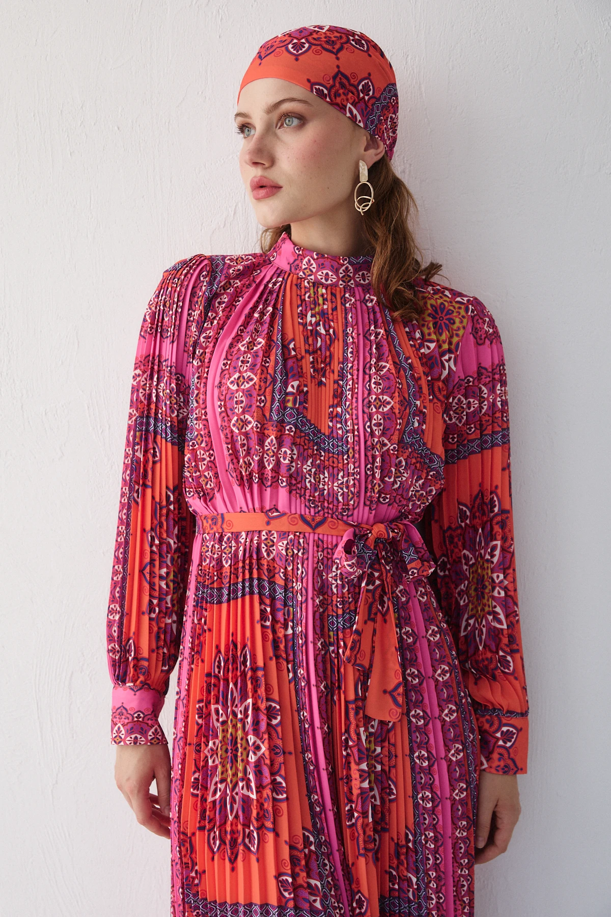 Desenli Pilisole Elbise 32-2366