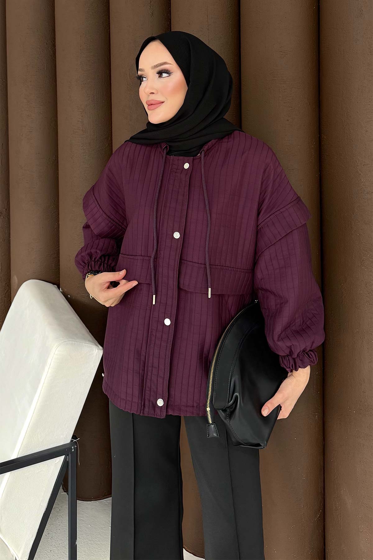 Kapitone Çıtçıtlı Ceket 32-3720