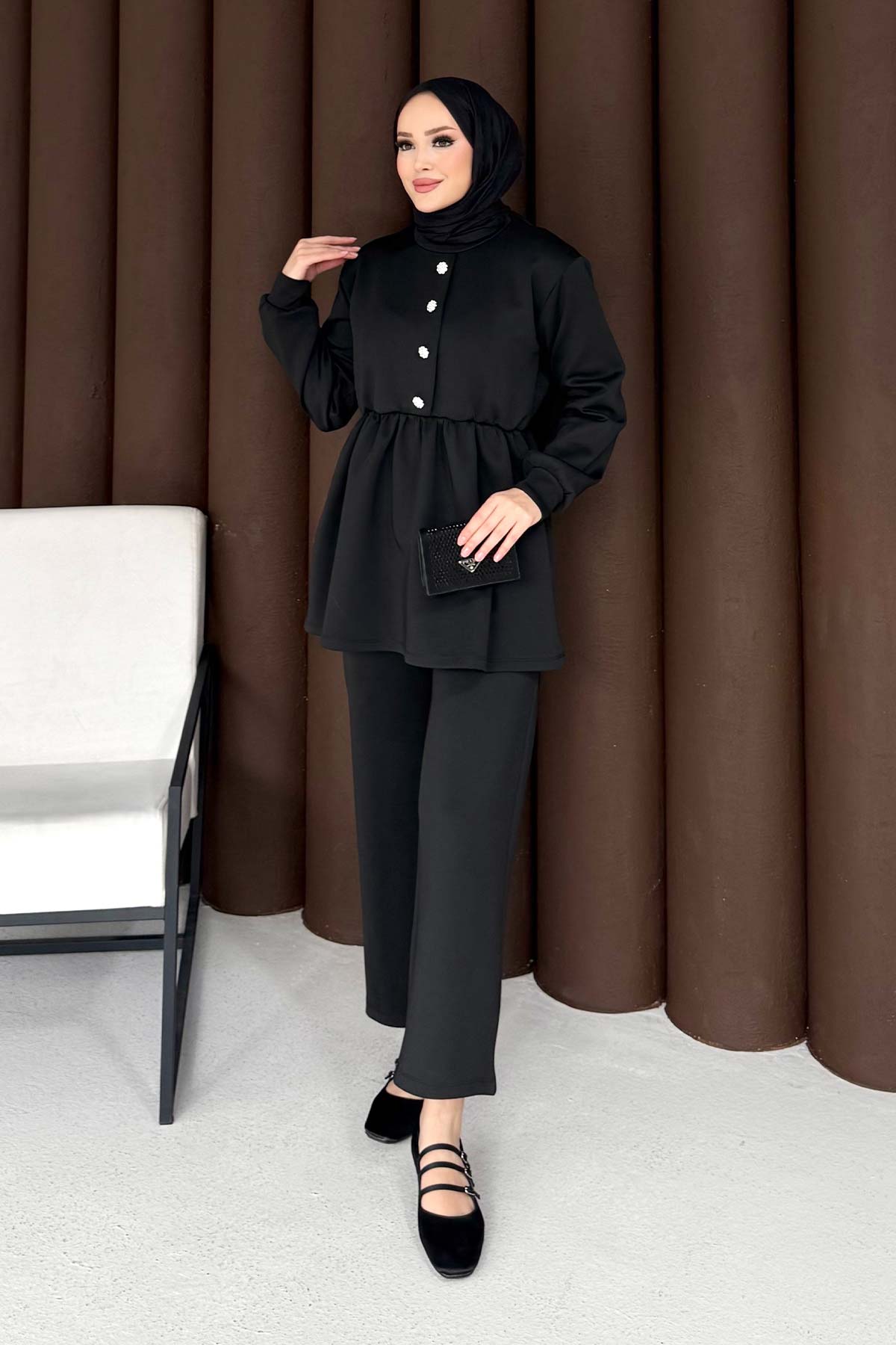 Taşlı Düğmeli Scuba Takım 76-5505