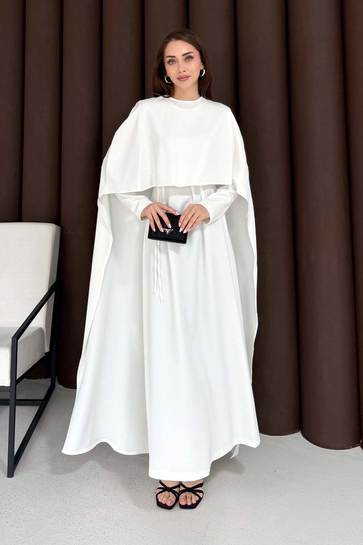 Pelerinli Elbise 3-3392