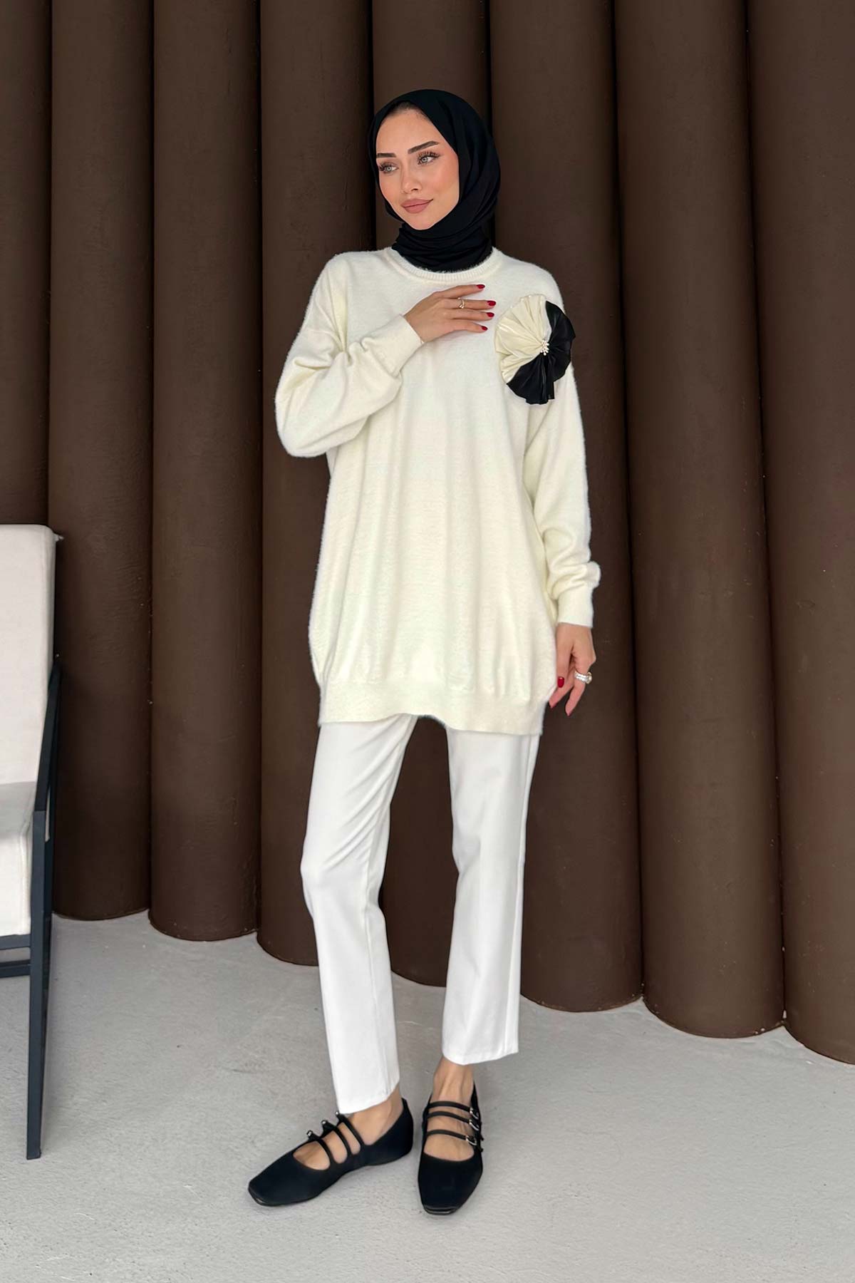 Broşlu Triko Tunik 70-2478