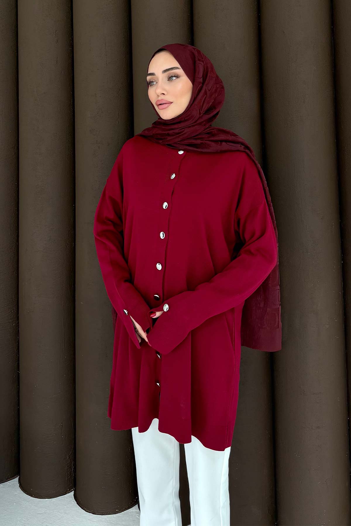 Düğmeli Triko Hırka 70-2437