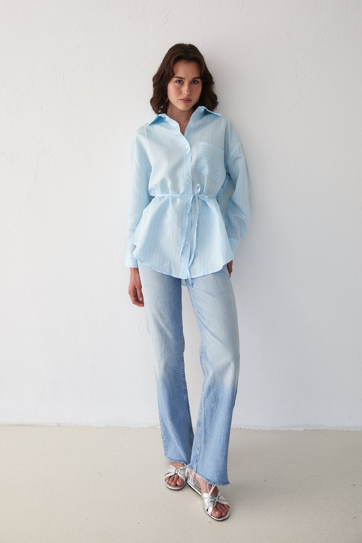 Çizgili Poplin Gömlek 3-3343