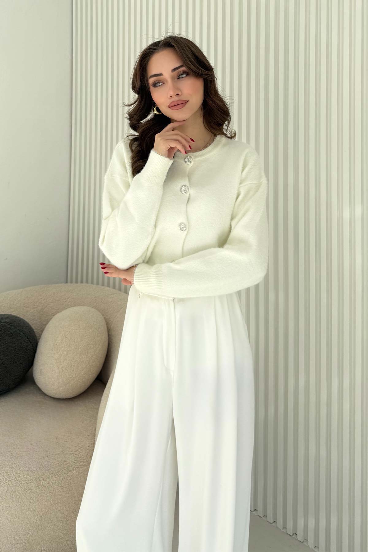 Düğmeli Triko Hırka 70-2430