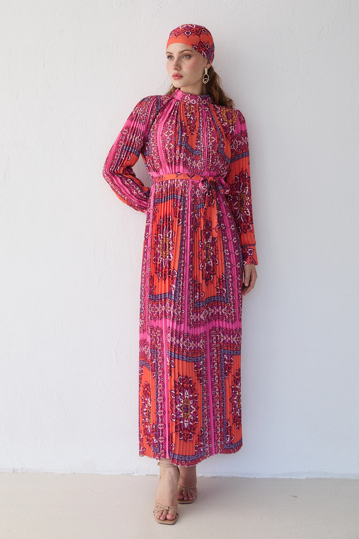 Desenli Pilisole Elbise 32-2366