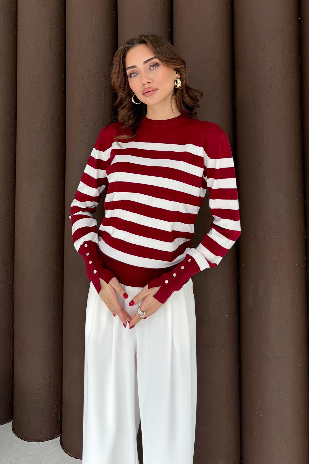 Çizgili Kısa Triko Tunik 70-2472