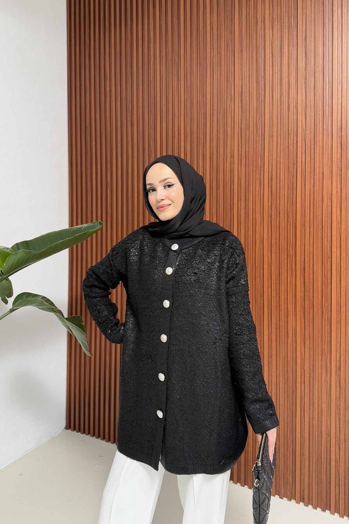 Varaklı Düğmeli Hırka 32-7043