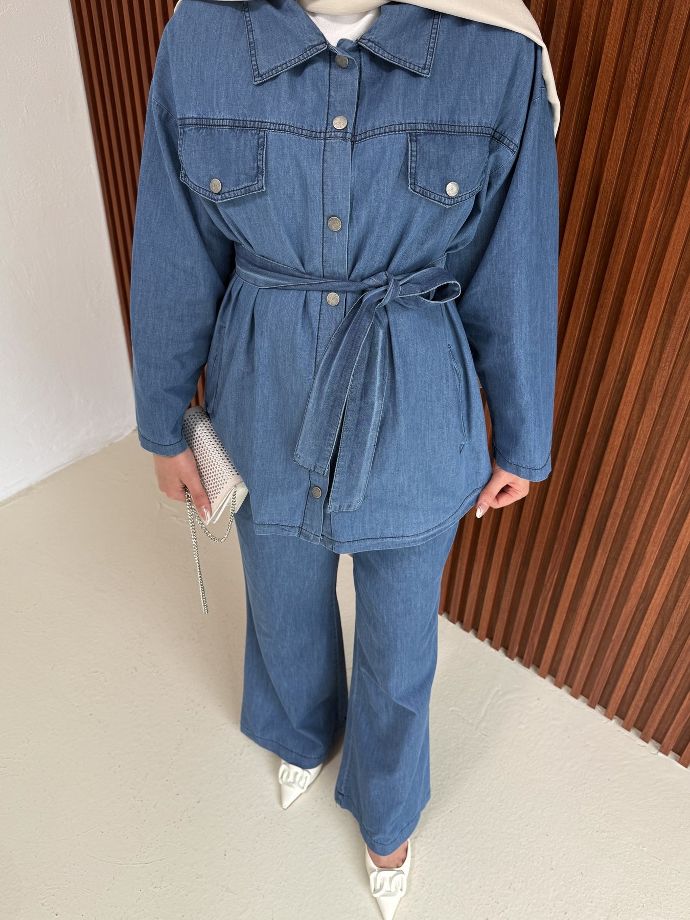 Çıtçıtlı Denim Takım 12-8603