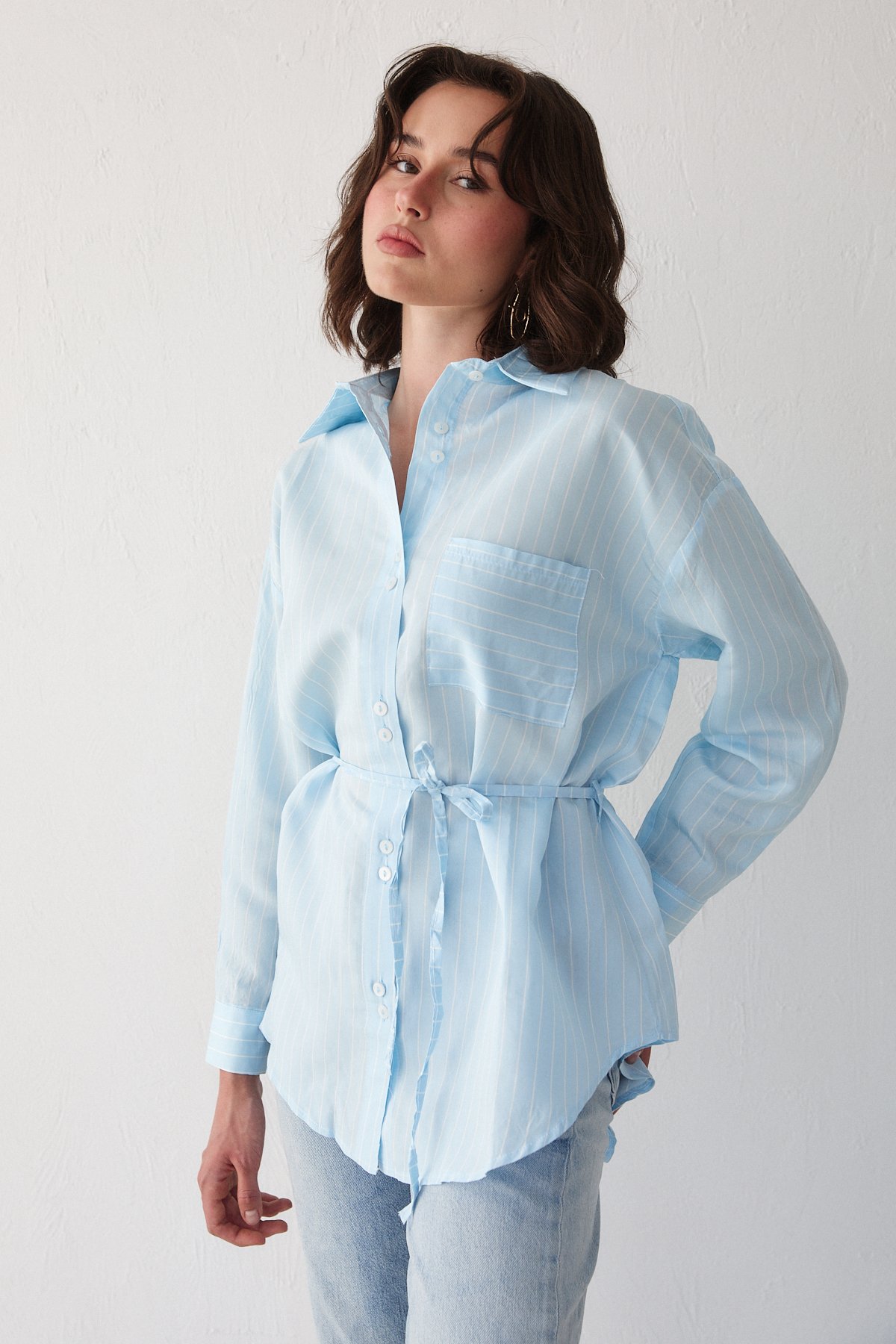 Çizgili Poplin Gömlek 3-3343