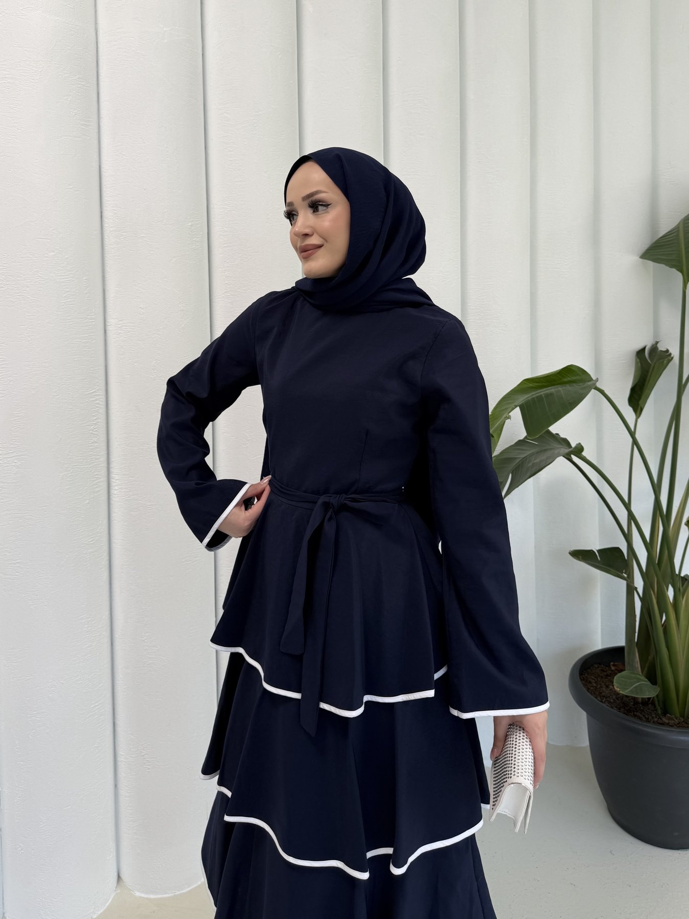 Biyeli Kat Kat Elbise 3-3055