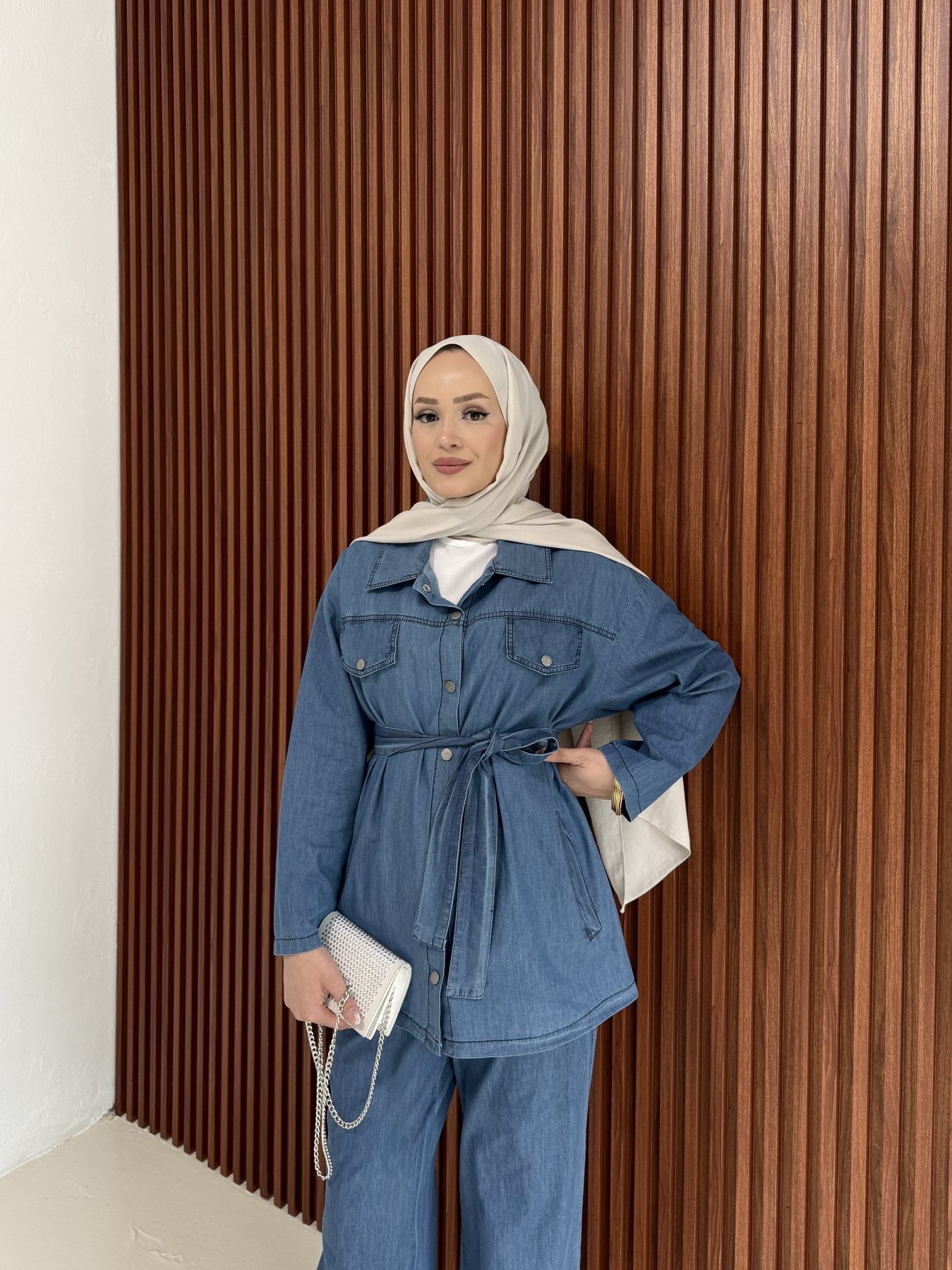 Çıtçıtlı Denim Takım 12-8603
