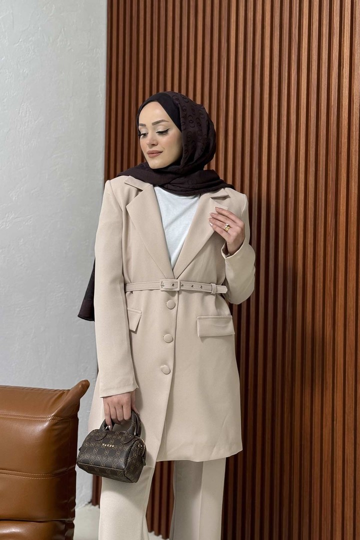 Kemerli Ceketli Krep Takım 32-4003