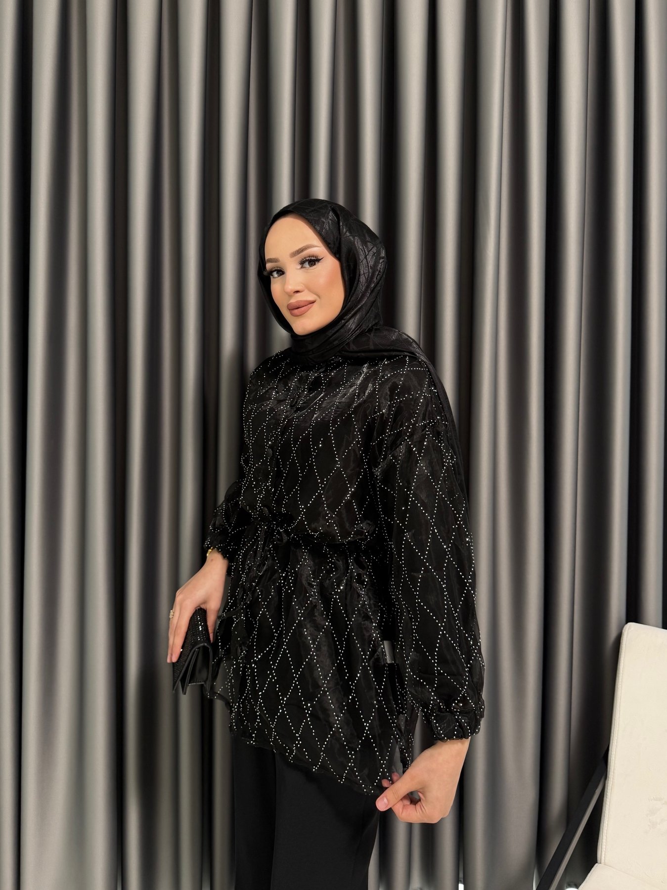 Organze Taşlı 2'li Kap 32-3508