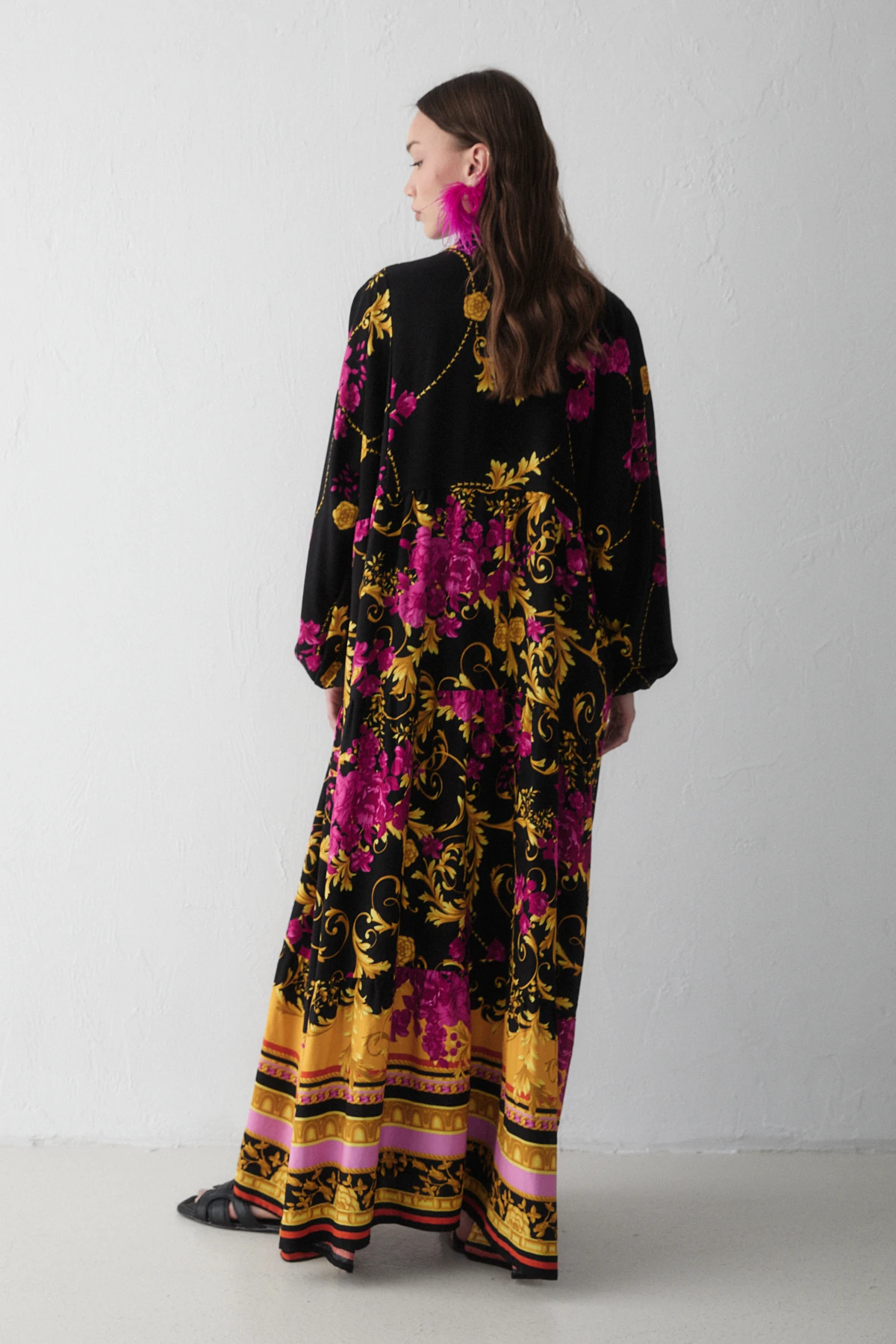 Desenli Viskon Elbise 68-6168-2