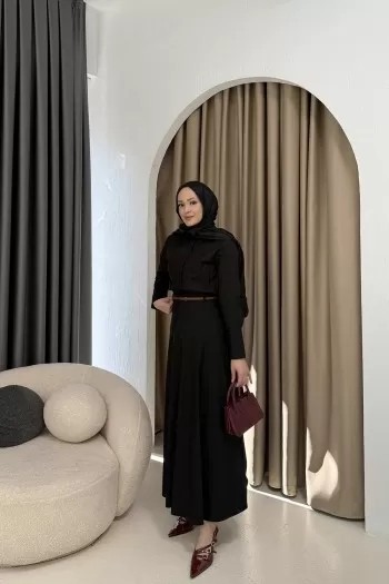 Kemerli Poplin Elbise 3-0044